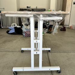 SIDUCAL Small Portable Height Adjustable Mobile Standing Desk Converter with Wheels - Rolling Desk Laptop Cart for Standing or Sitting - Vintage Oak 