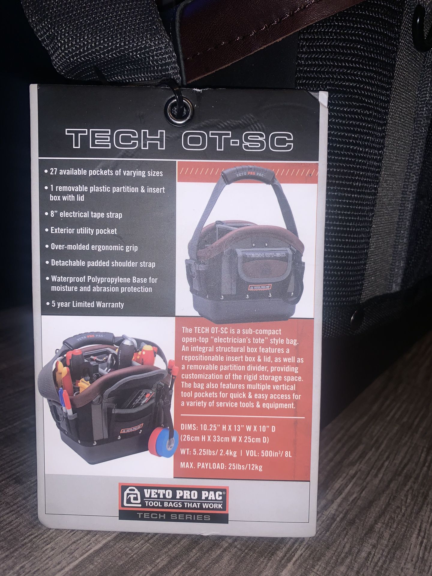 Veto Pro Pac TECH OT-SC (Sub-Compact Open Top Electrician Tool Bag)