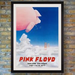 Framed Original Poster Print Of Pink Floyd’s Oakland Coliseum 1977 Concert!