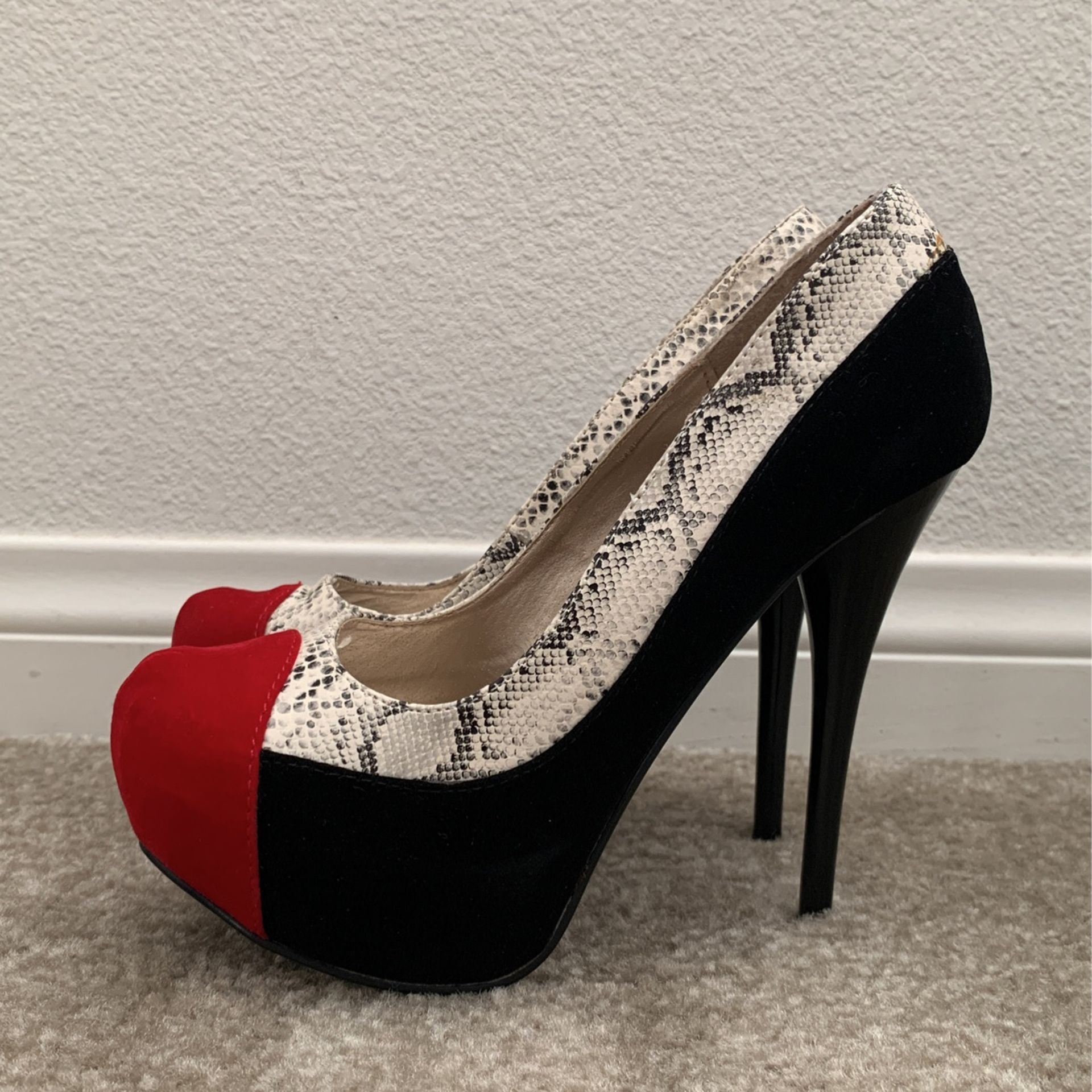 Black And Red With Snakeskin Trim