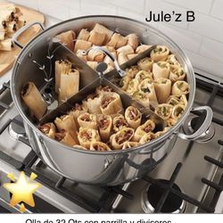 Olla De 32 Qts Con Parrilla Y Divisores Nueva En Su Caja 