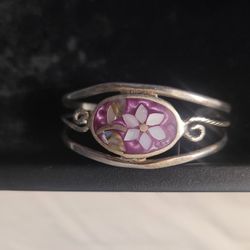 Vtg MOP Abalone Shell Alpaca Silver Child  Size Cuff