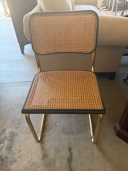 Cane Seat Chair with Gold Metal Frame