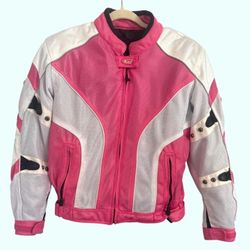 Cortech Womens Motorcycle Jacket Pink/White Mesh Size XS