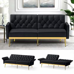 New In Box- Velvet Futon Sofa Bed (2 big boxes!)