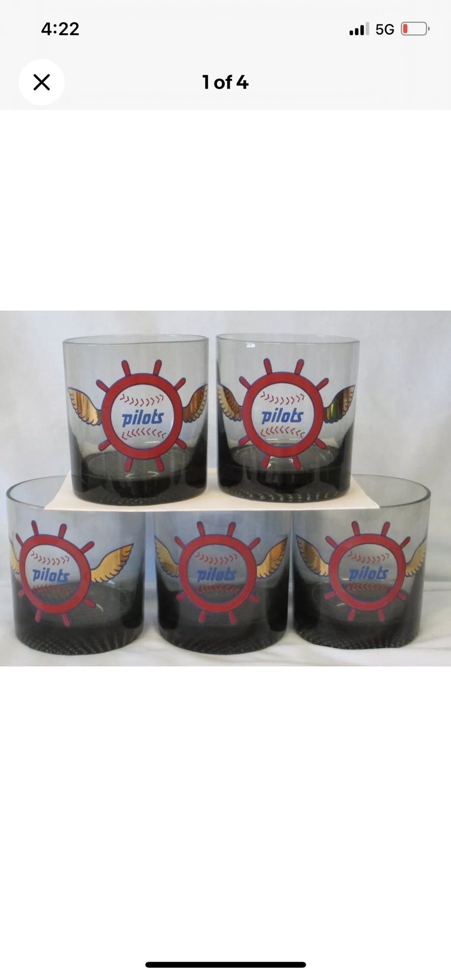 Seattle Pilots - Set Of 10 RARE Cocktail Glasses 1969