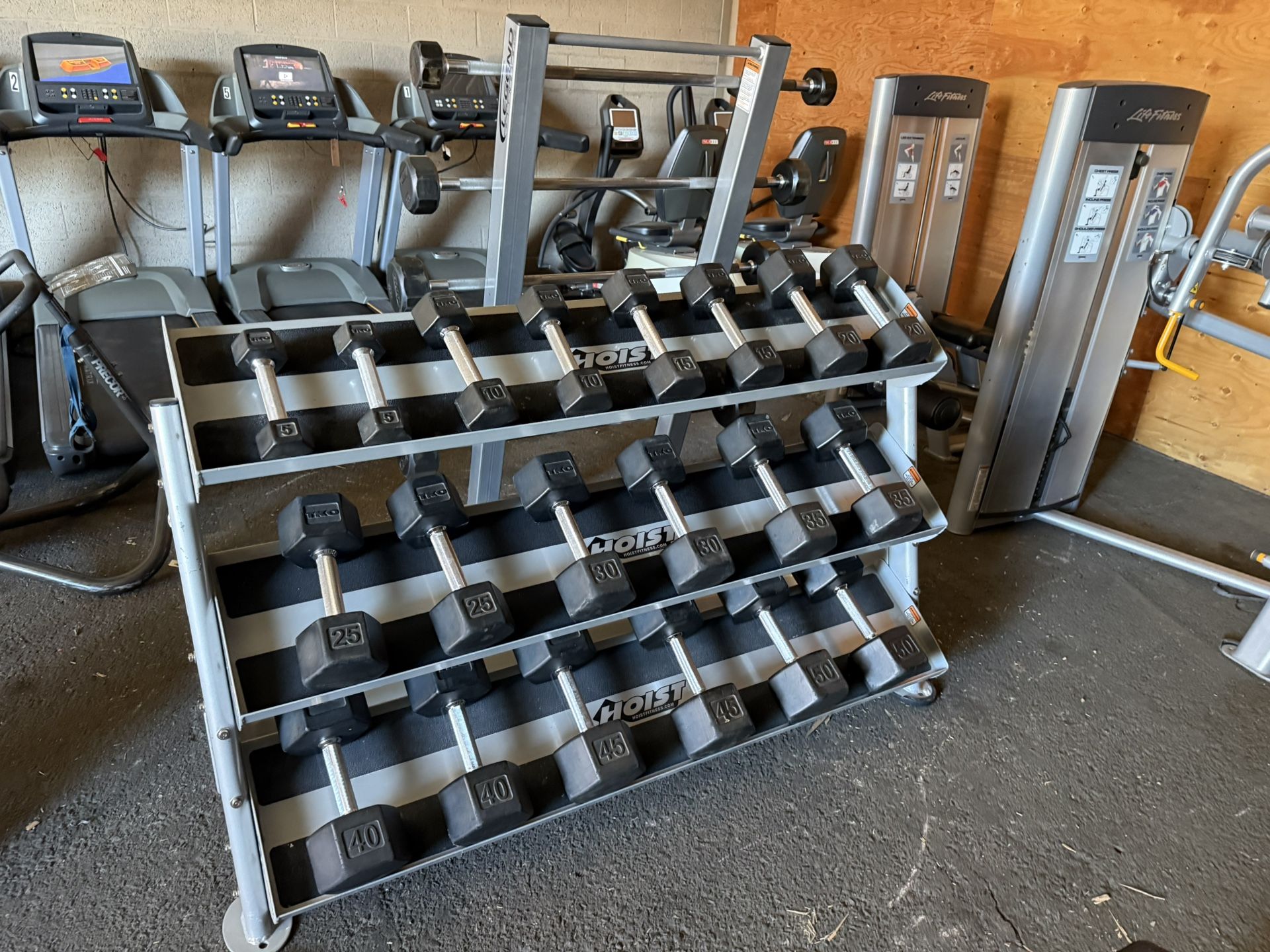 TKO Dumbbells 5-50 Set With 3 Tier Rack