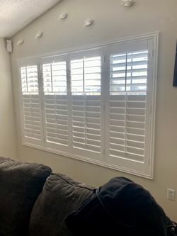 Custom Interior Window Shutters and installation. Persianas de Madera. Service Area:  All of Southern California. 951-573-2560