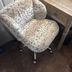 Pottery Barn Teen Faux fur swivel desk chair.