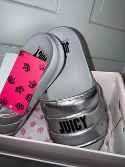 🩶💖 Juicy Couture Metallic Slides Size 6 – New With Tags Women's Sandals