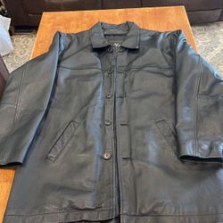 Leather Long Coat Black 