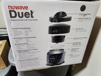 Nuwave Duet Pressure Cook and Air Fryer Combo Cook; Stainless Steel Pot &  Rack; Non-Stick Air Fryer Basket; Steam, Sear, Saute, Slow Cook, Roast,  Gril for Sale in Coweta, OK - OfferUp