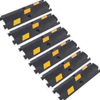 OranLite Small Cable Protector Ramp with Lid Lightweight Durable Black Base -6 Pack of 1-Channel