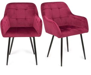 😀 2Pcs Modern Red Velvet Dining Chair Set with Upholstered Seats and Metal Base