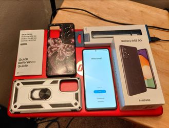 Samsung Galaxy A52 with accessories