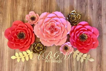 Flores de papel • Paper flowers • Flores de papel grandes • Rosas