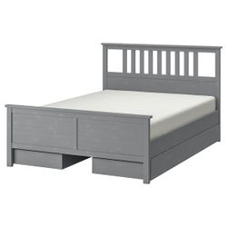 Grey IKEA Hemnes Full size Bed Frame + Mattress + Box Spring
