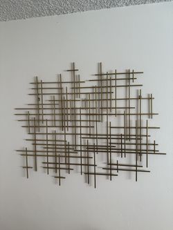 36” X 30” Mid century Metal Wall Decor Gold