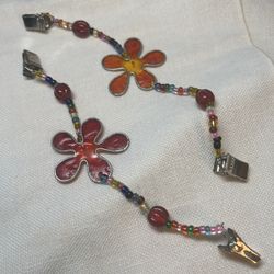 Set Of 2 Vintage Groovy Beaded Sweater Clips