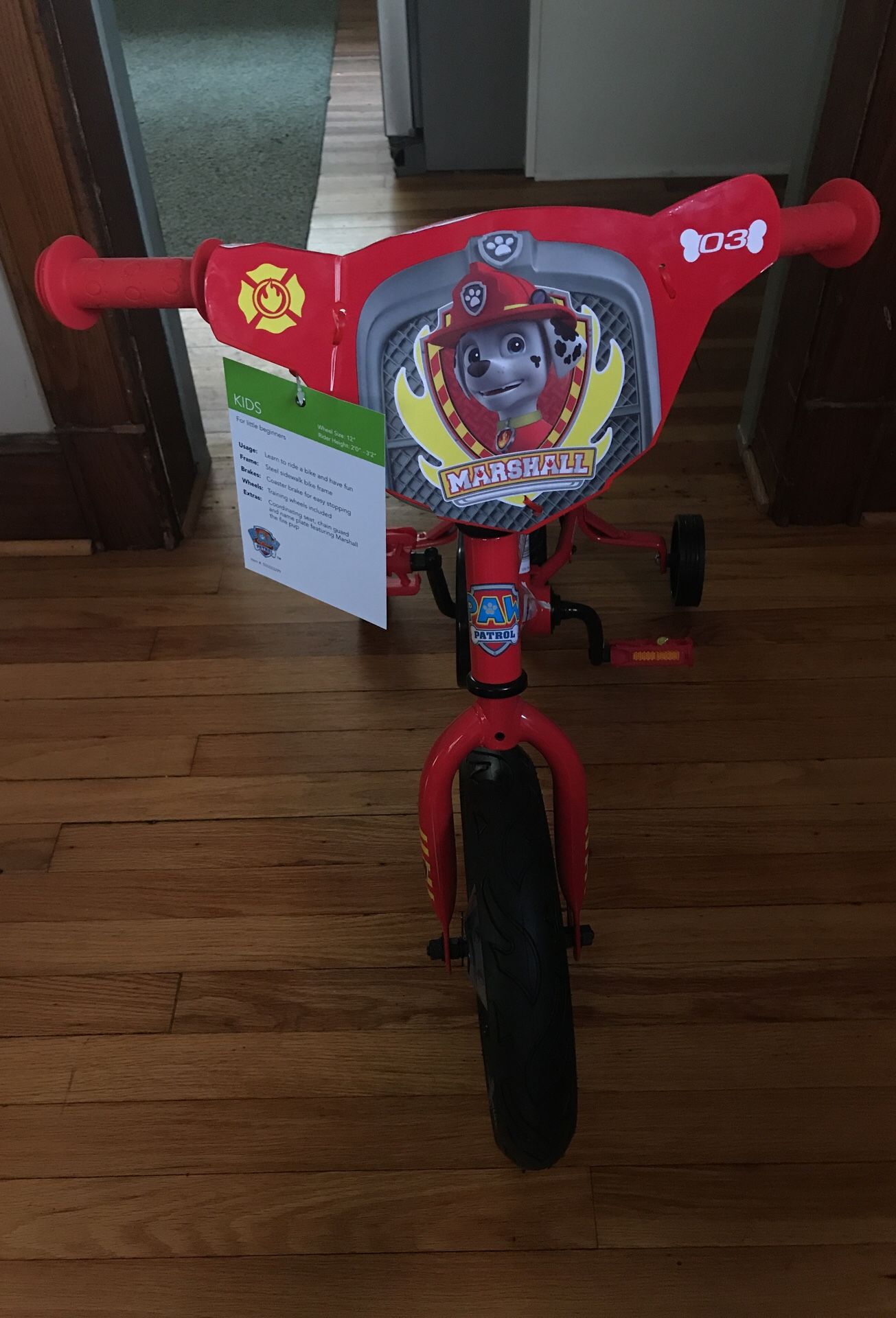 Brand New Paw Patrol 12” Marshall kids bike and Chase 3D Helmet