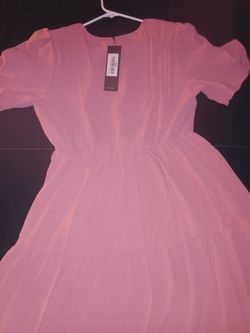 Pink Short Sleeve Midi Dress with Tags