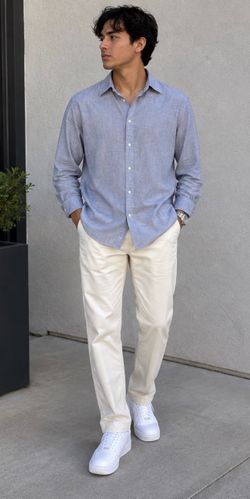 Large H&M Men's Slim Button-Up Dress Shirt