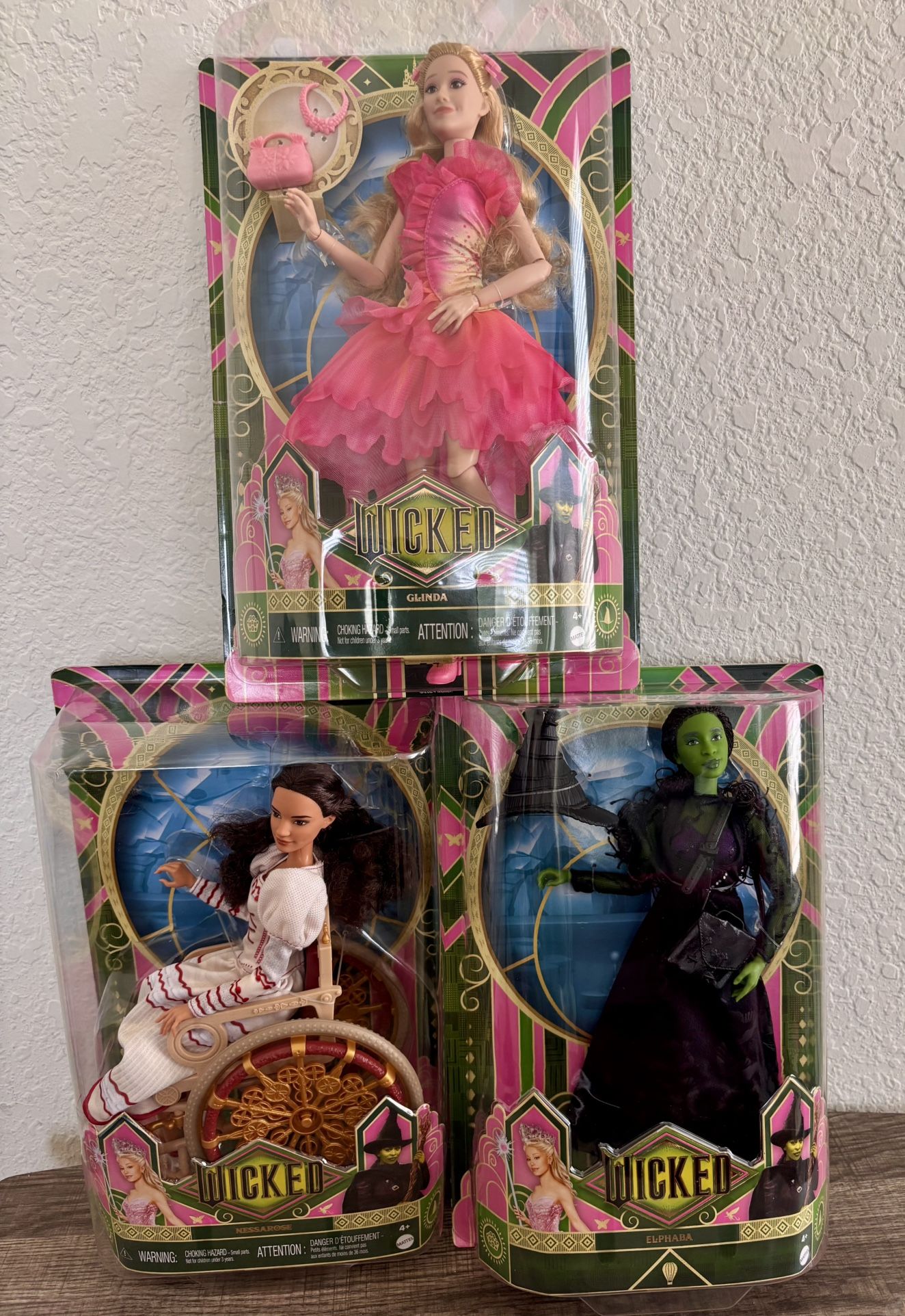 Wicked Doll Set – Elphaba, Glinda & Nessarose | Ariana Grande Collectible Bundle (NIB)