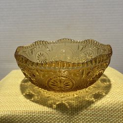 Amber Hobstar Glass Bowl