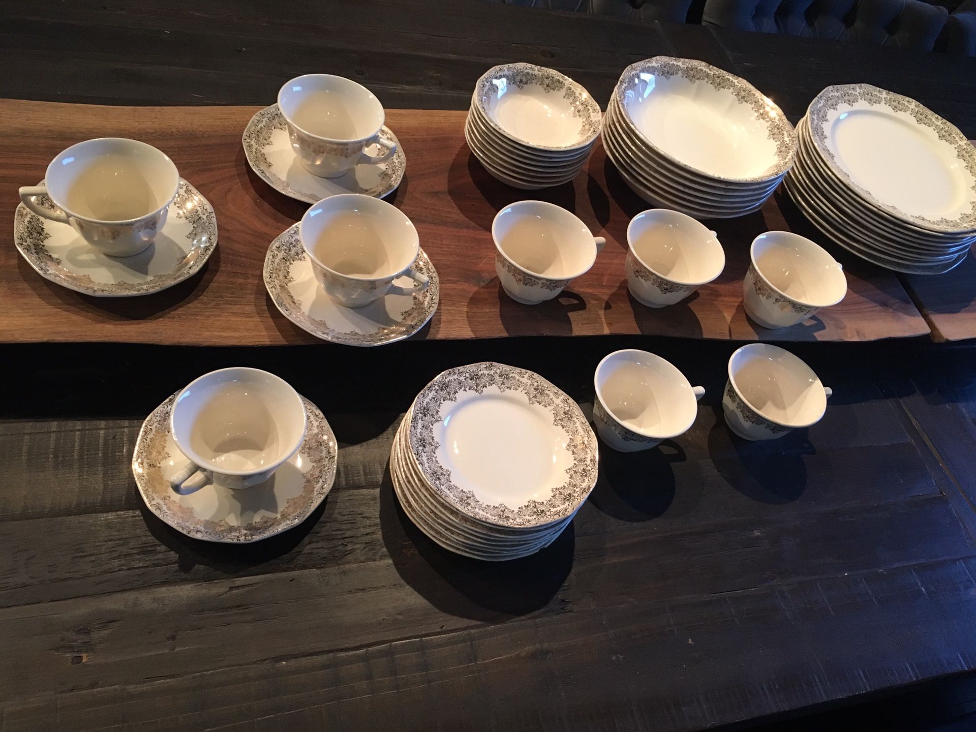 Royal China 22K Gold Duane National Brotherhood Of Operative Potters 48 Pieces