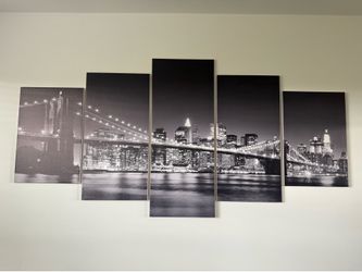 5 PIECE BROOKLYN BRIDGE CANVAS ART