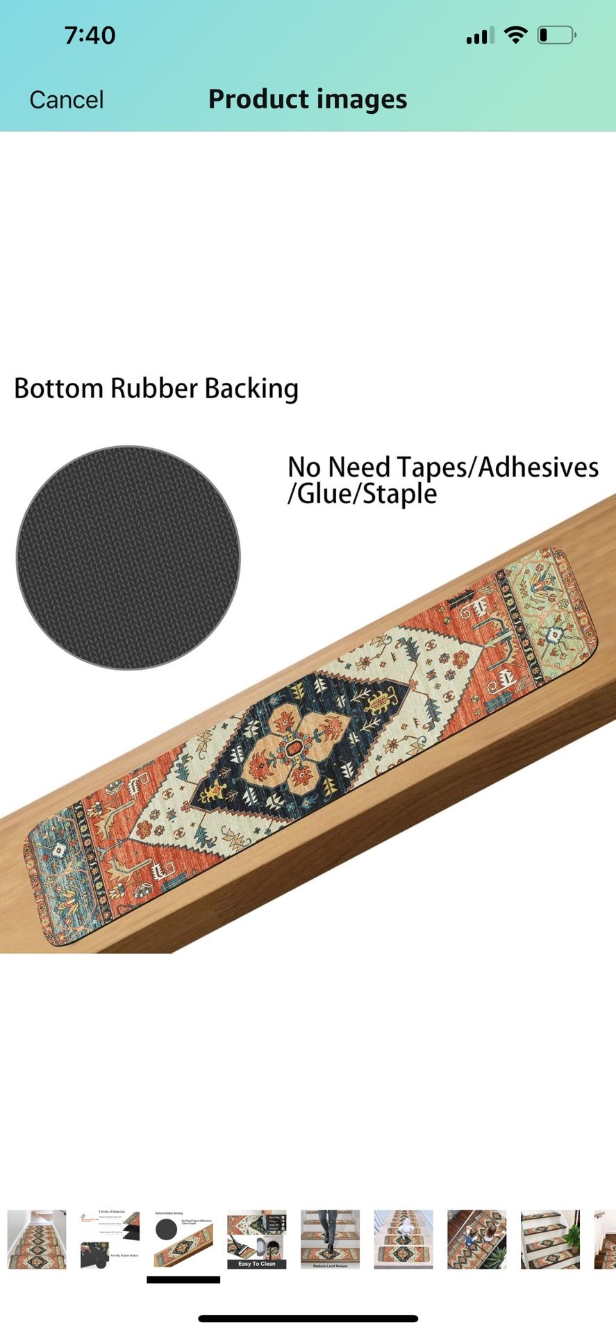 OJIA Extra Non-Slip Carpet Stair Treads for Wooden Steps Set of 7, 30"X8" Rubber Indoor Stair Runner Slip Resistant Stair Rugs Safety Mats for Dogs, K