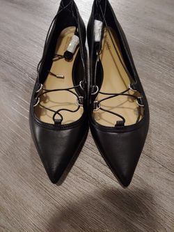 NIB Michael Michael Kors black leather shoes ballet flats size 9.5