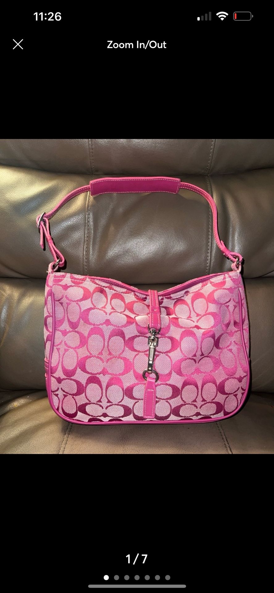 Coach Signature vintage Y2K Pink Soft Clip Hobo Bag