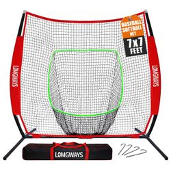 7x7ft Baseball and Softball Practice Net with Steel Frame and Carry Bag