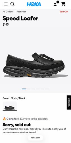 Hoka One One Speed Loafer Men 9 Women 10 Black Casual Comfort 1162170-BBLC