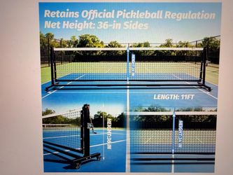 Brand new 11ft half-court portable pickleball net with tension system & wheels