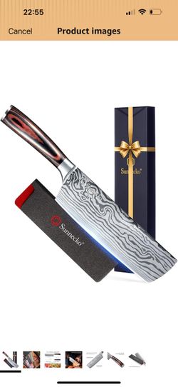 Brand new 7” Nakiri Knife Razor Sharp 15° Edge – Vegetable & Meat Cleaver Kitchen Knife,High Carbon Stainless Steel – Asian Cooking Chef Knife with Er