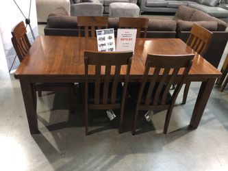 Medium Brown 7 Piece Ext. Dining table Set Sale