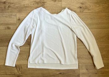 White Textured Tie Back Long Sleeve Top S