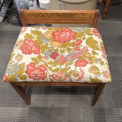 Vintage Wood and Floral Vanity Chair