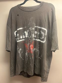 Distressed Graphic Band Tee Gray