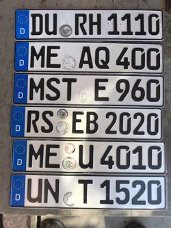 German Euro license plates Vw Volkswagen BMW Mercedes Audi