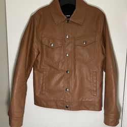 Brown Leather Trucker Jacket