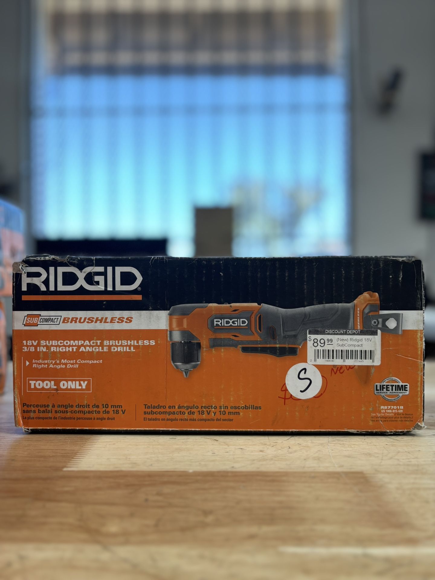 (New) Ridgid 18V SubCompact Brushless Cordless 3/8 in. Right Angle Drill (Tool Only)