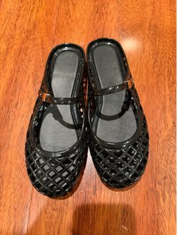 Jelly Mesh Ballet Flats for Women Clear Hollow Jelly Shoes Sandals Round Toe Non-Slip Beach Ballerina Jellies Flats Shoes size 6.5