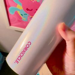Iridescent White Unicorn Corkcicle sipper tumbler
