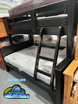 Twin over full black bunk bed with mattress included