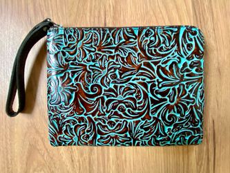 Patricia Nash Cassini wristlet turquoise leather
