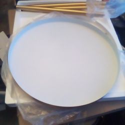 Round End Table 3 Legged Gold And White 