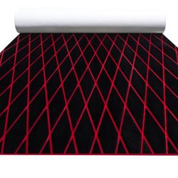 Boat Flooring 94.5''x 47.2'', Black with Red Lines